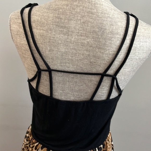 Charming Charlie maxi sleeveless dress black on top and leopard print on bottom. - Picture 3 of 5